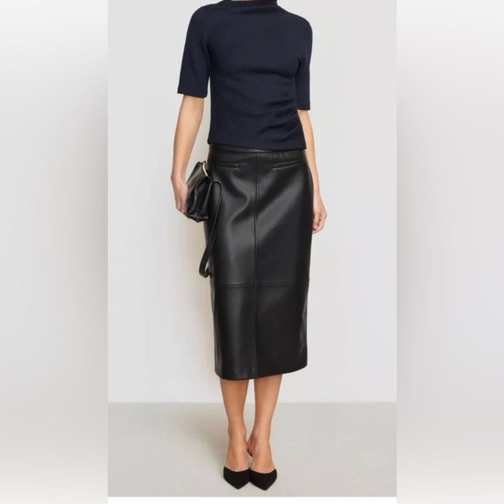 Modern Citizen Black Faux Leather Midi Pencil Skirt